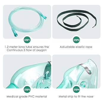 Amazon.com: 2 Pack Oxygen Mask for Face Adult with 7' Tube